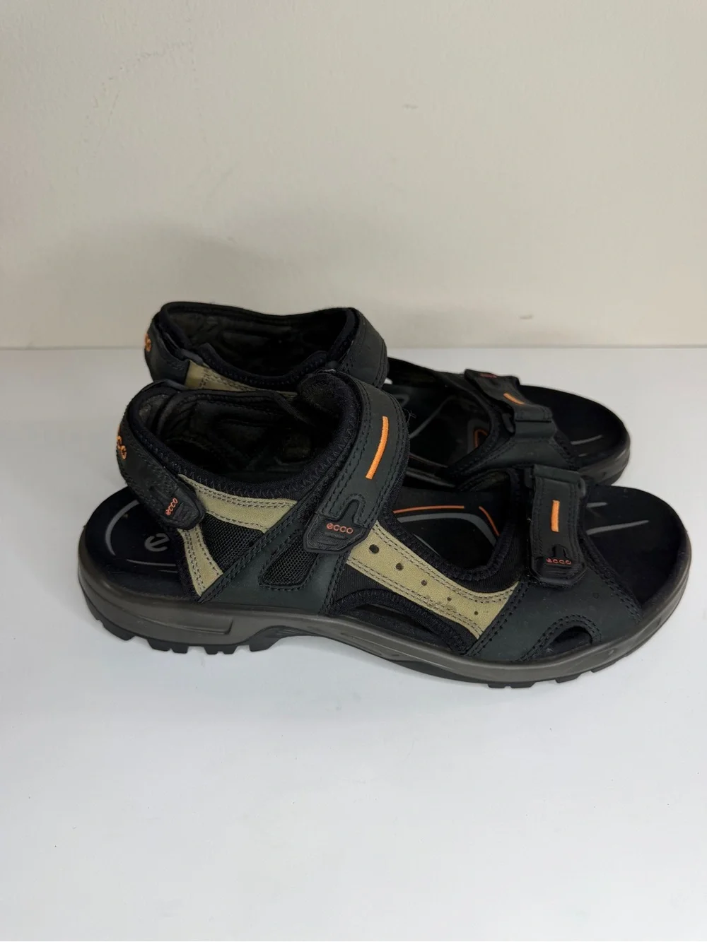 Mens Ecco Receptor Outdoor Sandals Men’s Size 46 US 12 Black Gray Hiking Trail